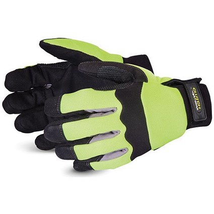 Superior Glove Clutch Gear Mechanics Glove, Hi Visibility, Medium, Yellow