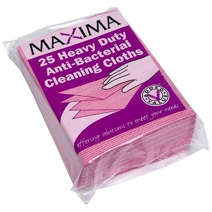 Maxima Envirowipe Plus Cloth / Anti-Bacterial / Red / Pack of 25