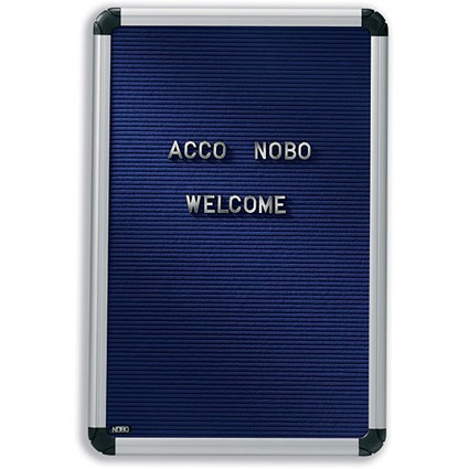 Nobo Welcome Information Letter Board with Characters Aluminium Frame W450xH600mm Blue