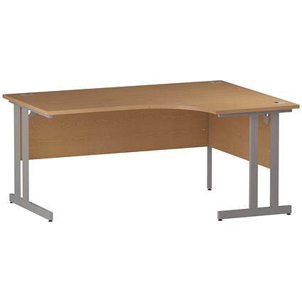 Trexus 1600mm Corner Desk, Right Hand, Silver Legs, Oak