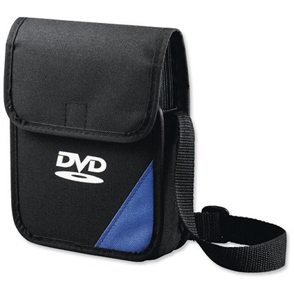 Compucessory DVD Storage Bag Portable with Sleeves for 15 Disks Blue and Black Ref CCS22635