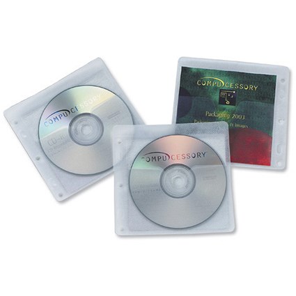 Compucessory CD Filing Sleeve Plastic Multipunched for 2 Disks Ref CCS22290 [Pack 100]
