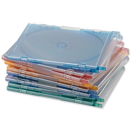 Slimline Jewel CD Case for 1 Disk, W125xD5xH124mm, Assorted - Pack of 100