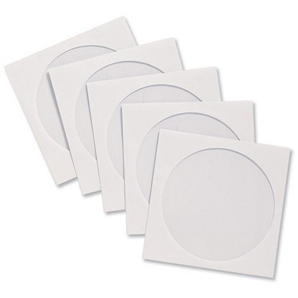 Compucessory CD Sleeve Envelopes Paper with Window W126xH126mm White [Pack 100]
