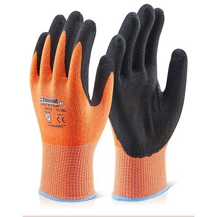 Click Kutstop Micro Foam Gloves, Nitrile, Amber, Cut Level 3, XXL, Amber, Pack of 10