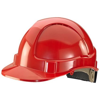 B-Brand Wheel Ratchet Vented Safety Helmet - Red
