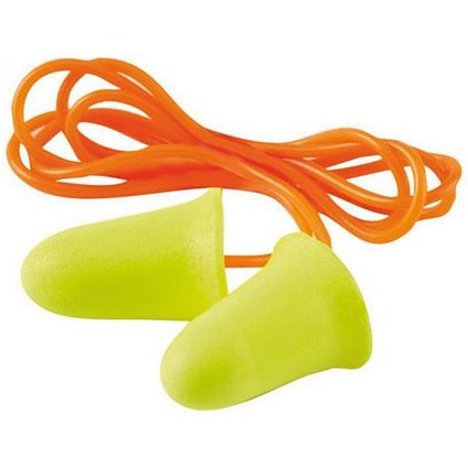 Ear Soft FX Ear Plugs, Corded, High Protecting, Yellow, Pack of 200