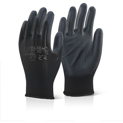 Click 2000 Economy Pu Coated Gloves, Medium, Black, Pack of 100