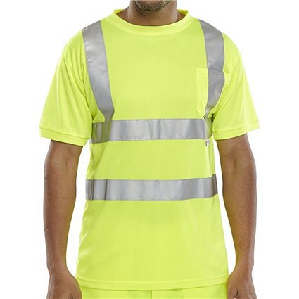 B-Seen Hi-Visibility T-Shirt, Crew Neck, XXL, Yellow