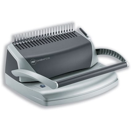 GBC CombBind C110 Comb Binding Machine Manual Binds 300 Sheets Punches 15x80gsm Sheets Ref 7704190