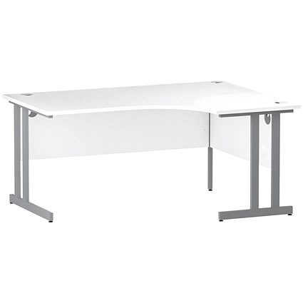 Trexus 1600mm Corner Desk, Right Hand, Silver Legs, White