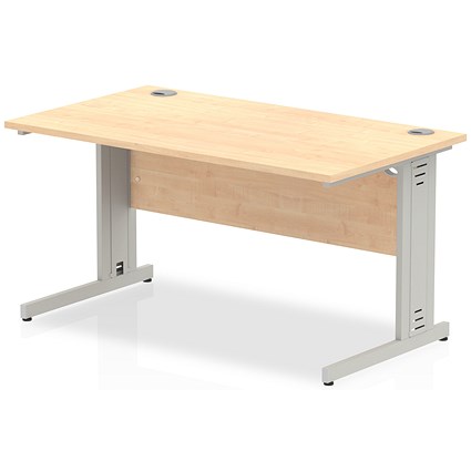 Trexus 1400mm Rectangular Desk, Cable Managed Silver Legs, Maple