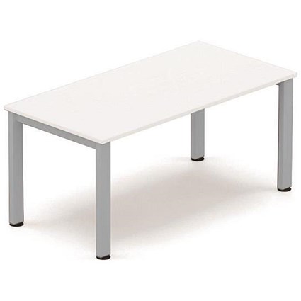 Sonix Rectangular Meeting Table / Silver Legs / 1600mm / White
