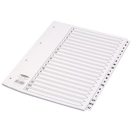Concord Classic Index Dividers, A-Z, Mylar Tabs, A4, White