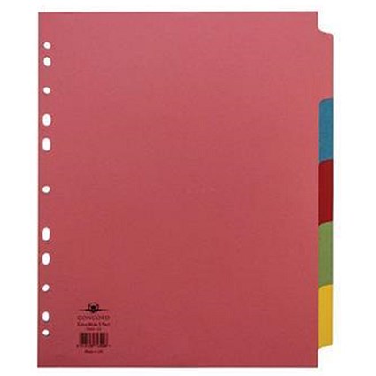Concord Subject Dividers / Extra Wide / 5-Part / A4 / Assorted