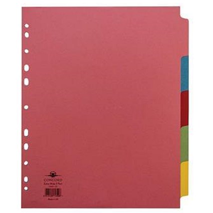 Concord Subject Dividers / Extra Wide / 5-Part / A4 / Assorted