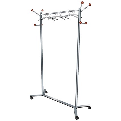 5 Star Mobile Coat Rack, 4 Wheels, Metal Frame, Capacity 36 Hangers