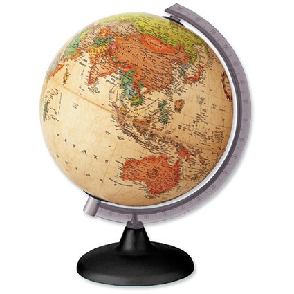 Stewart Superior Orion Globe Antique Style Political Boundaries 30cm Smoked Black Arc & Base 30