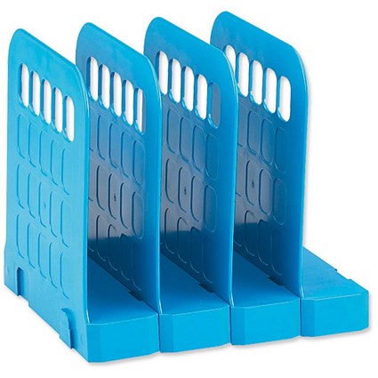 Avery Basics Modular Book Rack with Interlocking Base & 4 Sections / W200xD183xH190mm / Blue