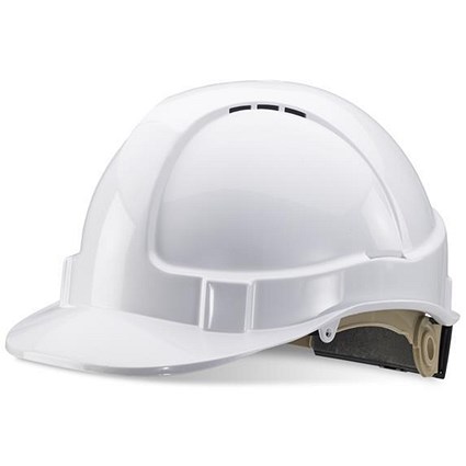 B-Brand Wheel Ratchet Vented Safety Helmet - White