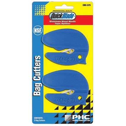 Pacific Handy Cutter NSF Safety Bag Cutter, Tape Splitter, Blue, Pack of 2