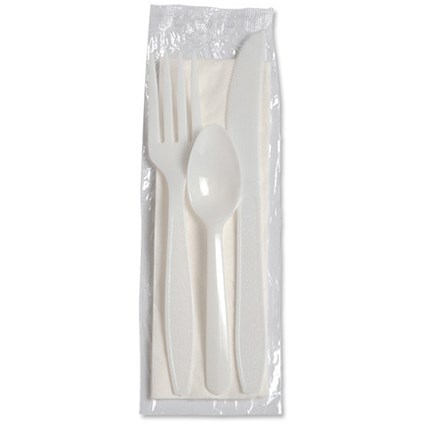 CaterX Plastic Cutlery and Napkin Set [Pack 100]
