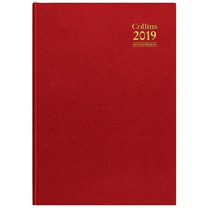 Collins 2019 Appointments Diary / Day to a Page / A4 / Random Colour