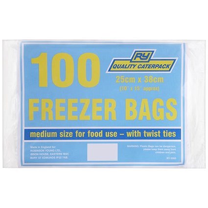 Caterpack Freezer Bags, Medium, Twist Ties, Pack of 100