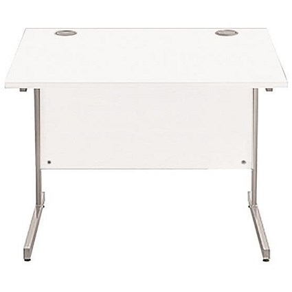 Sonix 800mm Rectangular Desk / Silver Legs / White