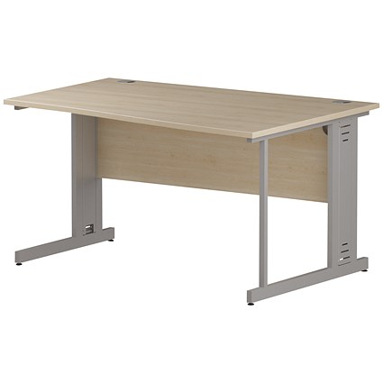 Trexus 1400mm Wave Desk, Right Hand, Cable Managed Silver Legs, Maple