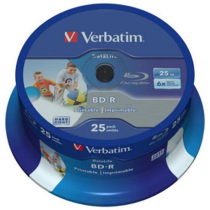 Verbatim Blu-Ray BD-R 25GB Recordable Discs, Pack of 25