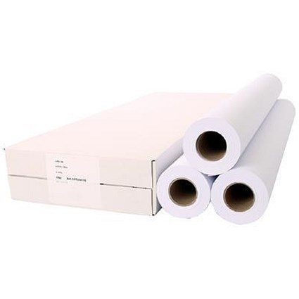 White Plotting Paper Roll / 610mm x 50m / 75gsm / Pack of 3