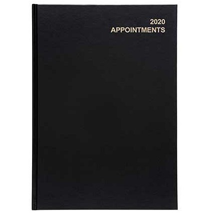 5 Star 2020 Appointment Diary, Day to a Page, A4, Black