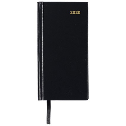 5 Star 2020 Slim Portrait Pocket Diary, Week to View, 80x160mm, Black