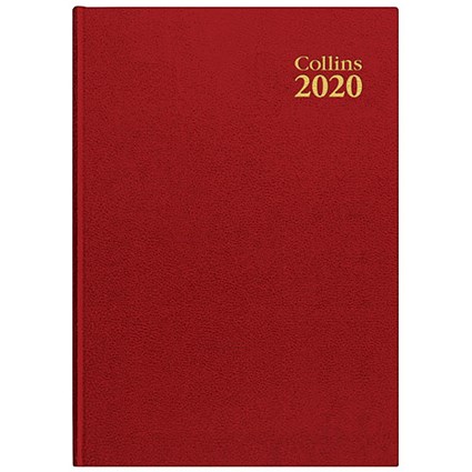 Collins 2020 Royal Desk Diary, Day to a Page, A5, Red
