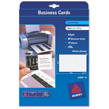 Avery Quick and Clean Business Cards Inkjet 260gsm 8 per Sheet Linen-textured [80 Cards]
