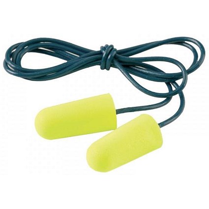 Ear Soft Neon Ear Plugs, Corded, Yellow, Pack of 200