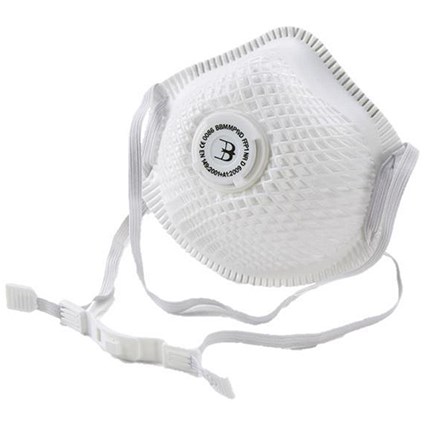 B-Brand P1 Vented Mesh Cup Mask, Soft Foam Nose Seal, White, Pack of 10