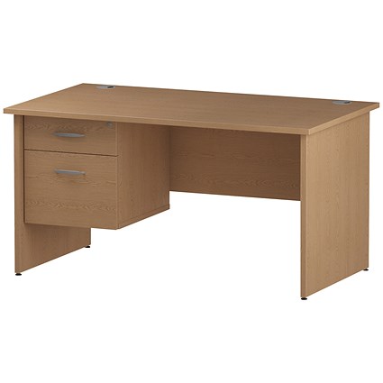 Trexus 1400mm Rectangular Desk, Panel Legs, 2 Drawer Pedestal, Oak