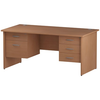 Trexus 1600mm Rectangular Desk, Panel Legs, 2 Pedestals, Beech