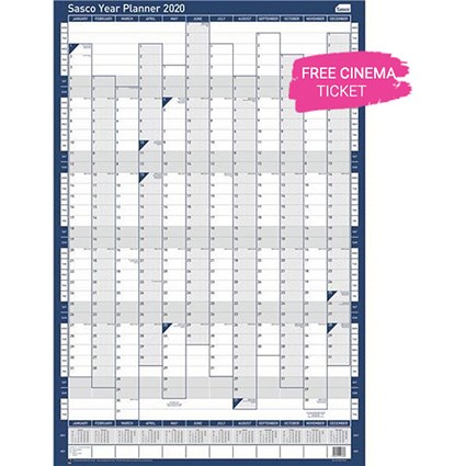 Sasco 2020 Year Planner, Portrait, Unmounted, 610x915mm