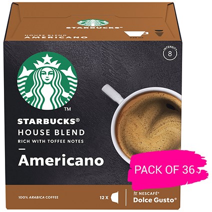 Starbucks House Blend Americano Dolce Gusto Capsules, 12 Capsules, Pack of 3