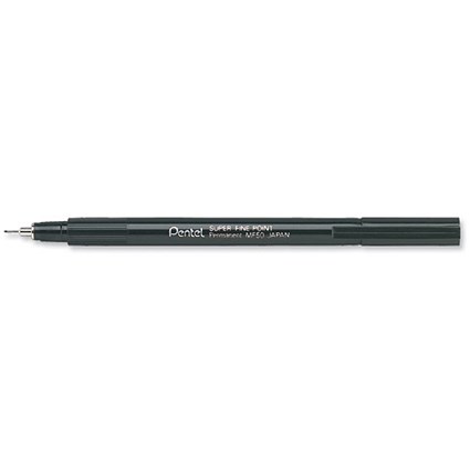 Pentel Permanent Marker Superfine Line 0.4mm Black [Pack 12]