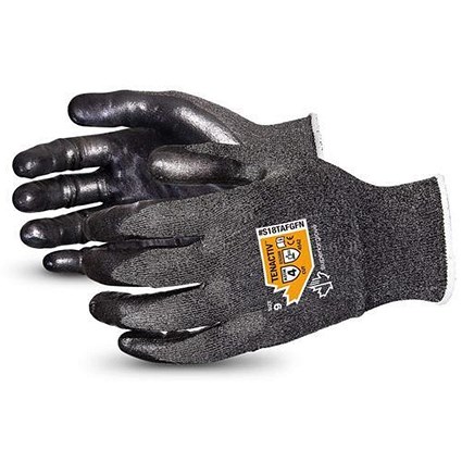 Superior Glove Tenactiv Fibre Gloves, Level-5, Cut-Resistant, Large, Black
