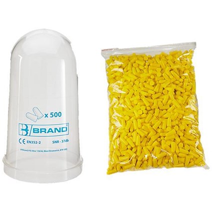 B-Brand Ear Plug Refill Bottle, Yellow, Pack of 500