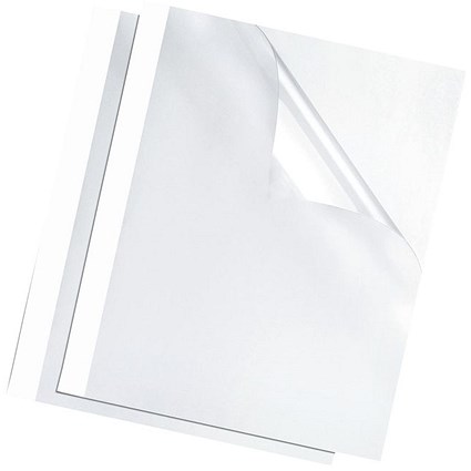 Fellowes Thermal Binding Covers, A4, 6mm, Clear PVC Front White Card Back, Pack 100