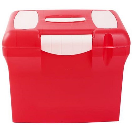 File Box with Suspension Files and Index Tabs Plastic A4 Red