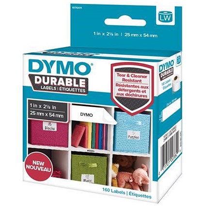 Dymo Durable Labels D1 Tape Temperature UV and Water Resistant 25mmx54mm White Ref 1976411 [Pack 160]