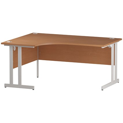 Trexus 1600mm Corner Desk Left Hand White Legs Beech Paperstone Trexus 1600mm Corner Desk Left Hand