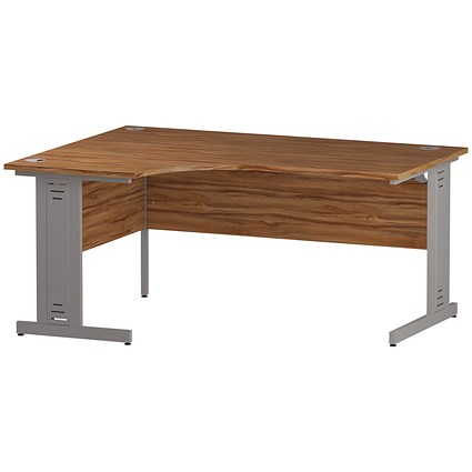 Trexus 1600mm Corner Desk, Left Hand, Cable Managed Silver Legs, Walnut